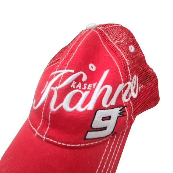 NASCAR Kasey Kahane 9 Red Mesh Embroidered  Richard Petty Trucker Cap Hat - Picture 2 of 7
